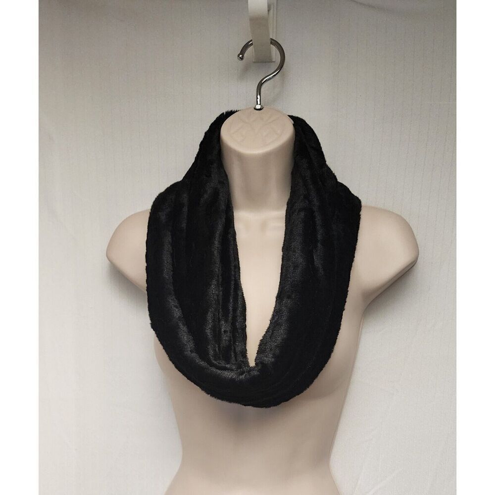 Faux Fur Infinity Tube Neck Warmer Winter Scarf Color Black